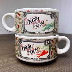 Houston Harvest Fresh Farm Peas Carrots Stacking Soup Bowls